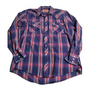 3342 Vintage Ely Plains LS Pearl Snap‎ Men's 16 1/2 - 34